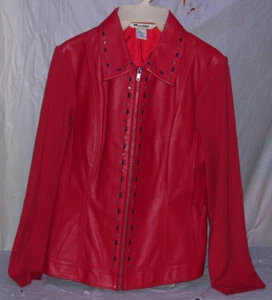 Vintage Nygard klassische rote Leder und Strick Pullover Jacke Damen Top Zustand - Bild 1 von 17