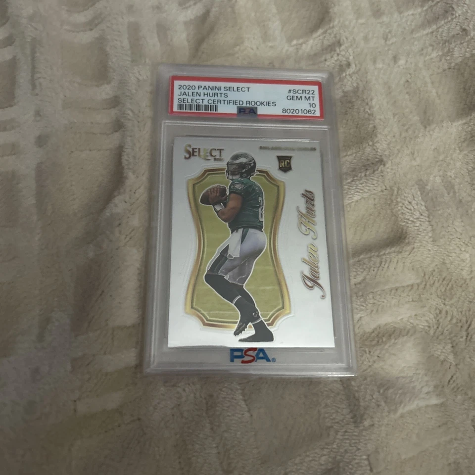 2020 JALEN HURTS PANINI SELECT CERTIFIED ROOKIE #SCR22  PSA 10 - Image 1 of 2
