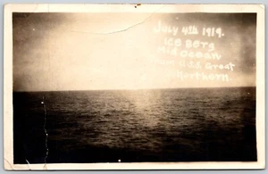 RPPC July 4th 1919 Iceberg Mid Ocean from USS Great Northern Real Photo Postcard - Picture 1 of 2