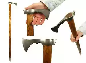 Best Solid Axe Antique Handle -Steampunk Designer Wooden Walking Stick Handmade - Picture 1 of 4