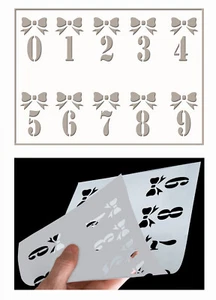 Numbers Bow Stencil Christmas Celebrations Template Cardmaking Paint Crafts AL9 - Picture 1 of 28