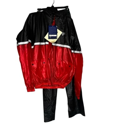 Chaqueta/pantalones de lluvia con capucha Nelson Rigg CA-250 2 piezas rojo negro grande impermeable Foto 1 de 4