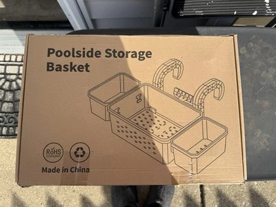 Корзина для хранения у бассейна большой емкости (серая) подходит для большинства бассейнов - Изображение 1 из 3