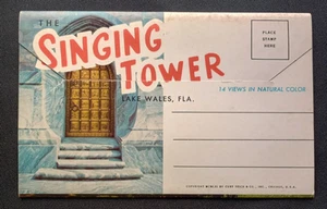 THE SINGING TOWER-FLORIDA FLIP OUT POSTCARD BOOKLET 14 VIEWS UNPOSTED - Picture 1 of 9