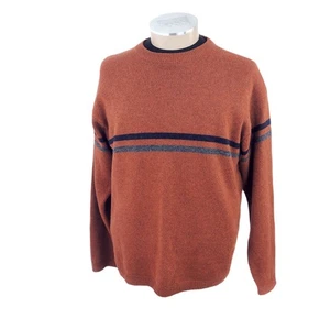 Suéter vintage para hombre 100 % lana de cordero M. Gordon naranja cuello redondo talla grande pequeño - Imagen 1 de 7
