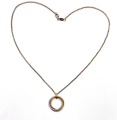 Collar colgante de plata de ley 925 1/10 oro de 14 quilates 3 círculos de colores Foto 1 de 4