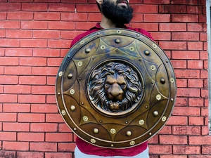 Medieval Damage Lion Face Shield Authentic Battle Warrior Shield for Cosplay - Picture 1 of 7