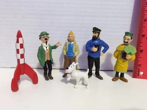 Lot Of 6 The Adventures Tintin Snowy Action Figure Play set Toy Doll Cake Topper - Picture 1 of 4