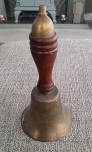 Vintage Hand Bell LUNCH wood & Brass - Picture 1 of 5