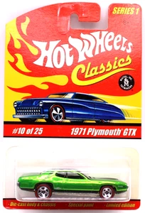 Hot Wheels Classics Series 1 #10 1971 Plymouth GTX SF green RL5spk's - Picture 1 of 4