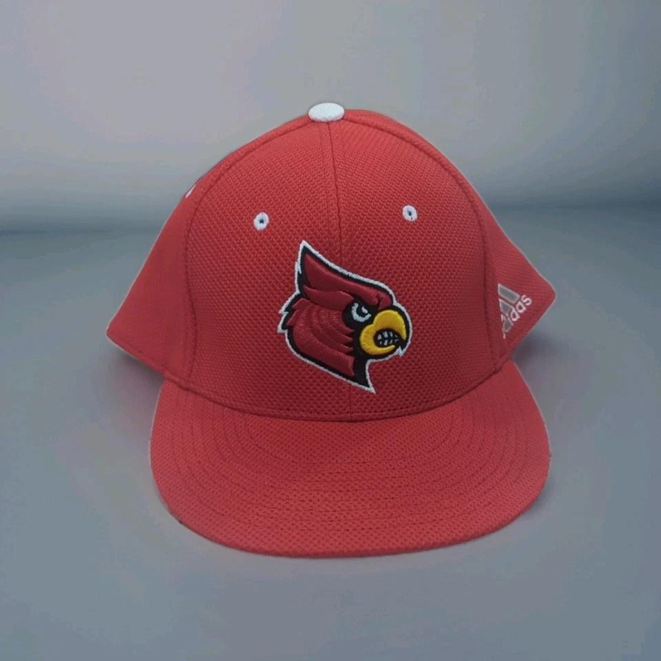 Men's Adidas Red Louisville Cardinals On-Field Baseball Fitted Hat Size 8 - Image 1 of 4