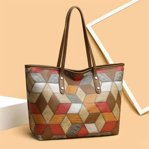 Borsa donna grande capacità pu pelle tote bag patchwork tracolla borsetta 2024 - Foto 1 di 26