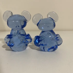 Vintage Blue Art Glass Koala Bear Figurine Paperweight Lot Of 2 - Picture 1 of 5