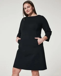 NWT Spanx 20382R The Perfect A-line Shift Classic Black Stretch Ponte Dress 2XL - Picture 1 of 13