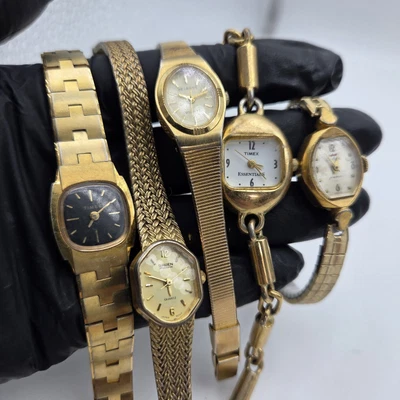 Lote De 5 Relojes De Cóctel De Colección Piezas De Salvamento Helbros Gruen Waltham Foto 1 de 4