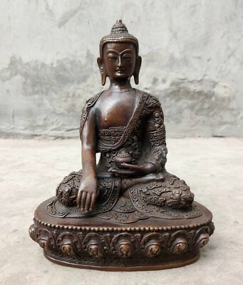 antiqueHandcarved bronze copper Statues Sakyamuni Buda Gautama Siddhartha Buddha - Image 1 of 4