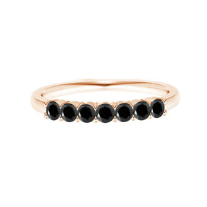 Round 0.35 Ctw Black Spinel 10k Rose Gold Eternity Band Stacking Ring