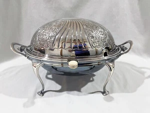 Antique SILVERPLATE ON COPPER DOME COVERED SERVER - Picture 1 of 9