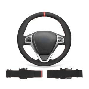 DIY Custom Interior Suede Car Steering Wheel Cover Wrap For Ford Fiesta Ecosport - Picture 1 of 12