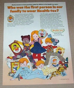 1975 print ad - Health-Tex clothing cute kids art artwork - first in family PAGE - Picture 1 of 2