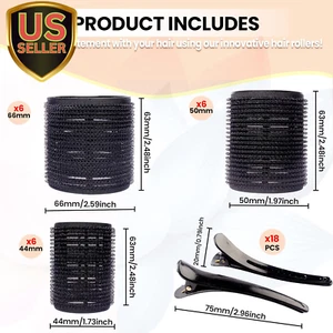 3 Sizes 33PCS Heatless Hair Rollers Curler Set with 15Clips-Hair Rollers for ... - Picture 1 of 6
