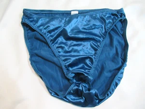 VTG Partners Mervyns Satin Second Skin Shiny Hi-Cut Panties size S 30 teal blue - Picture 1 of 4