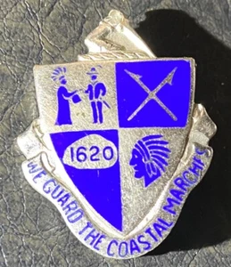 Vintage “We Guard The Coastal Marches” Shield Pin 1620 Plymouth MA - Picture 1 of 2
