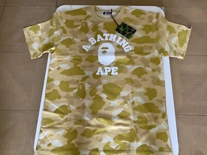 Authentic a bathing ape bape color camo college tee t shirt yellow XL new - Picture 1 of 8