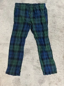 GAP Men Sleepwear M Blue Green Plaid Pajama Pants Logo Cotton Drawstring - Picture 1 of 5