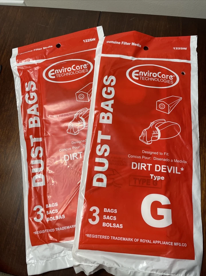 6 DIRT DEVIL Type G  EnviroCare Vacuum Cleaner Bags 2-3Pack 122SW  NEW Sealed - Image 1 of 1