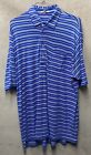Peter Millar Summer Comfort Blue Striped Poly-Spandex Polo Shirt Exc Cond Sz XL