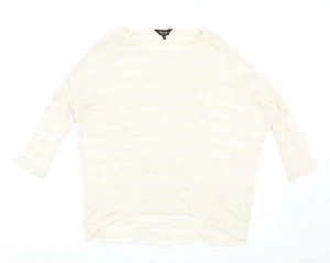 Phase Eight Womens Beige Round Neck Striped Cotton Blend Jumper Size 10 - Picture 1 of 12