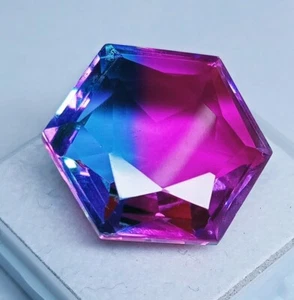 Hexagon Fancy Shape Gemstone Certified 23.55 Ct Natural Tourmaline Bi-Color - Picture 1 of 4