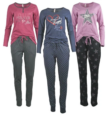 Gin Tonic Pyjama Schlafanzug Damen Nachtwäsche Set Langarm Oberteil lange Hose