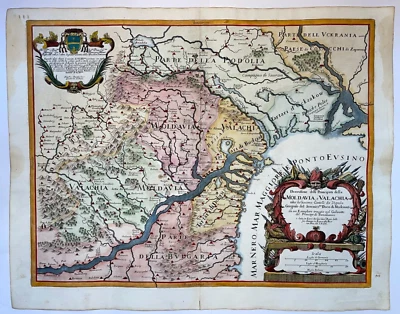 MOLDOVA ROMANIA UKRAINE 1686 GIACOMO DE ROSSI LARGE ANTIQUE MAP 17TH CENTURY - Image 1 of 4