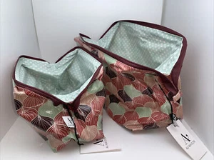 SET- AU MAISON Kulturtasche Kosmetiktasche Bügel Alli bordeaux mint rose Sterne - Picture 1 of 10
