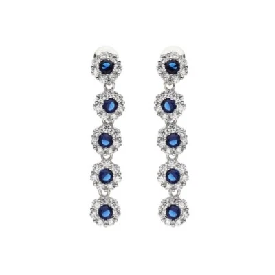 ORECCHINI OTTAVIANI PENDENTI Argentati OTTONE Placcato Con Zirconi Blu 500765O - Immagine 1 di 4