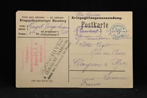 Prigioniero di guerra: Mersburg 1917 WWI cartolina censurata alla Francia, molti segni - Foto 1 di 2