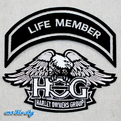 Pequeño juego de parches Silver Life & Eagle ~ Harley Davidson Owners Group HOG Foto 1 de 3