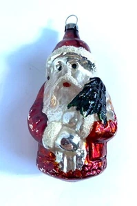 Antique Vintage Germany Blown Glass SANTA Holding Tree Christmas Ornament - Picture 1 of 3