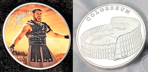 Gladiator Silver Coin Roman Russell Crowe Autograph Old Hollywood Actor Medal US - Picture 1 of 24