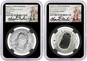 2019 P $1 Apollo 11 50th Anniversary 2 Coin Set NGC MS70/PF70 First Releases - Picture 1 of 5