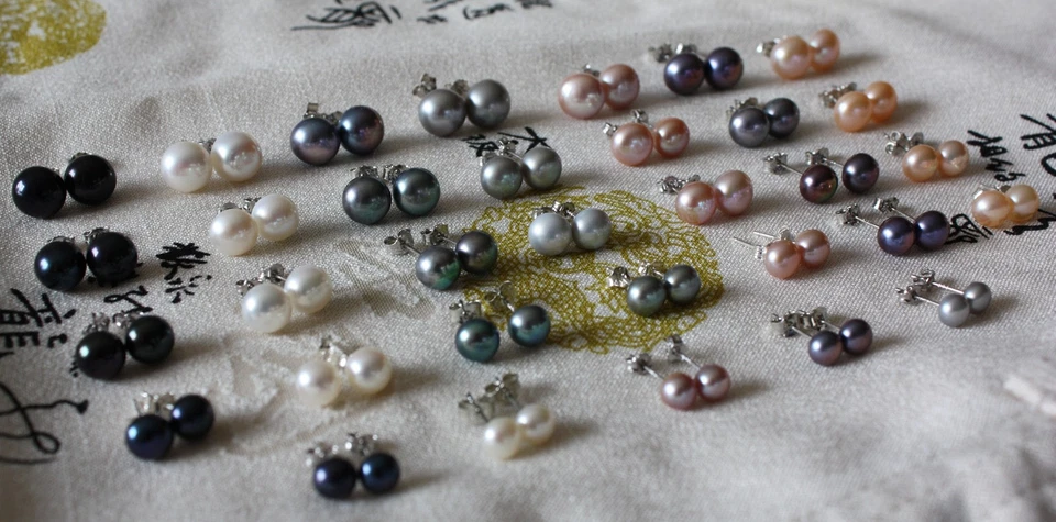 6 7 8 9 10 11 mm Süßwasser Perlen Schmuck schöne Ohrringe Ohrstecker 925 Silbe - Bild 1 von 1