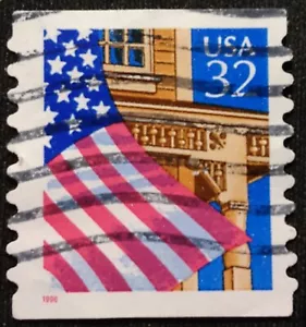 1996 USA🇺🇸Flag Over Porch 32c Stamp Red Coil Sc#?? KOSTENLOSER 2Versand mit Sendungsverfolgung!(S1993) - Bild 1 von 6