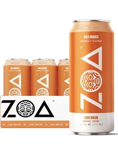 ZOA Zero Sugar Healthy Positive Energy Drink,Wild Orange, 16oz (12 Pack) - Picture 1 of 1