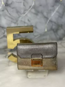 AUTHENTIC MIU MIU SILVER AND GOLD LEATHER TRIFOLD WALLET - Picture 1 of 14