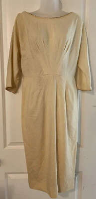 20 世纪 50 年代 - 1960 年代 Jackie Morgan 复古面霜飞镖内衬摆动连衣裙适合 6/8 — 第 1/4 张图片