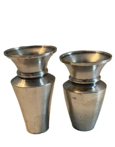 2 Restoration Hardware Silver tone Pewter small French bud vases - 2.75" & 3" - Picture 1 of 5