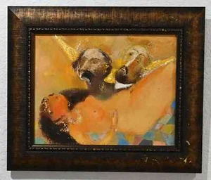 Firdovsi Atayev (20th cent) Azerbaijani Oil Size 19"X 22" Freudian Nude Scene - Picture 1 of 9