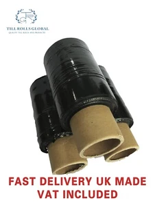 12 Rollos 100mm X 200m Negro Mini Palé Manual Cling Elástico Envuelva Retráctil - Imagen 1 de 4